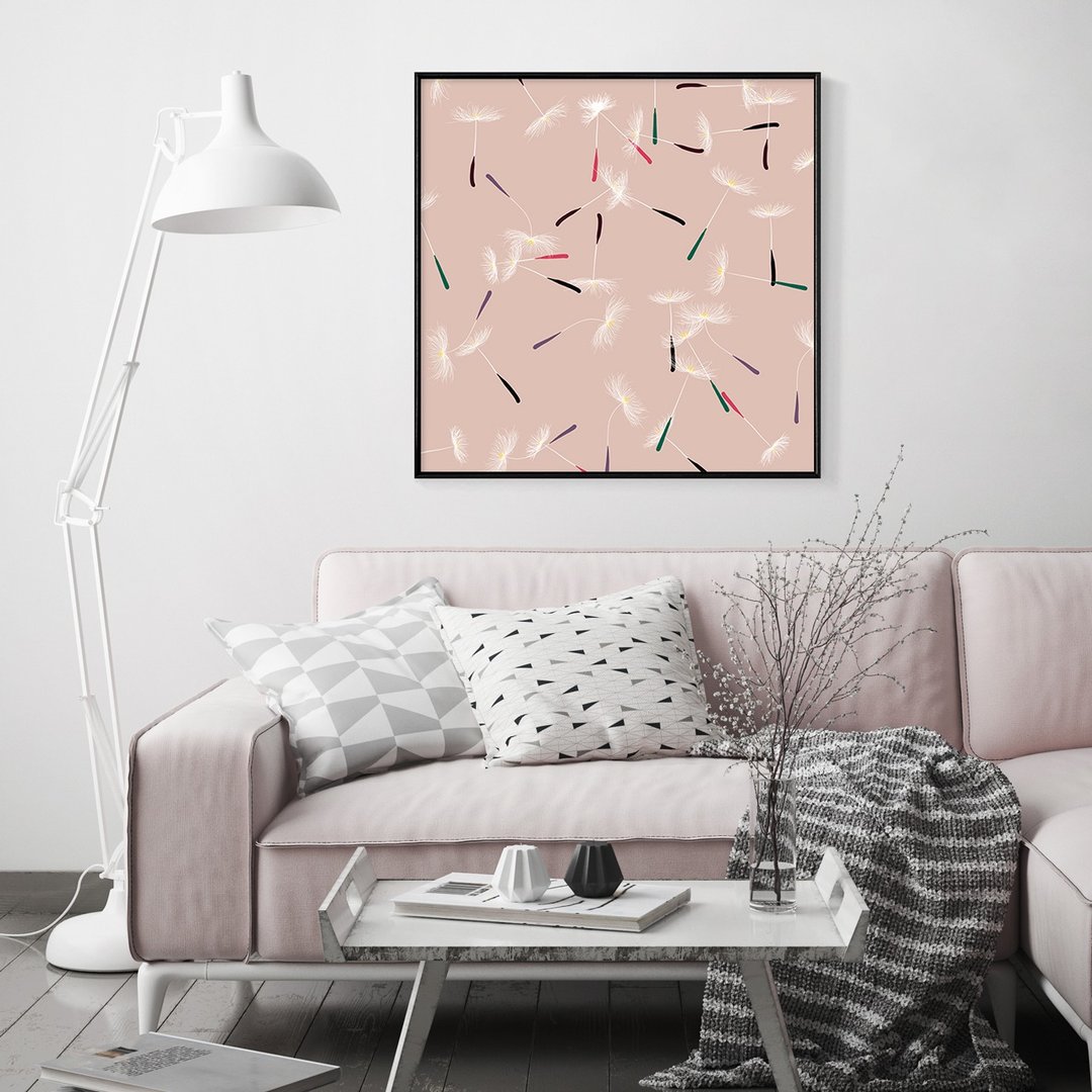 纷飞－挂画/蒲公英挂画/方形画/客厅/卧室/布置/居家/粉色画 - 海报/装饰画/版画 - 棉 多色