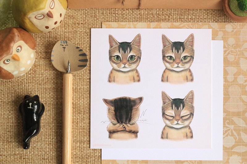 朱古力曲奇大使Coco - 萌喵明信片 - 卡片/明信片 - 纸 咖啡色