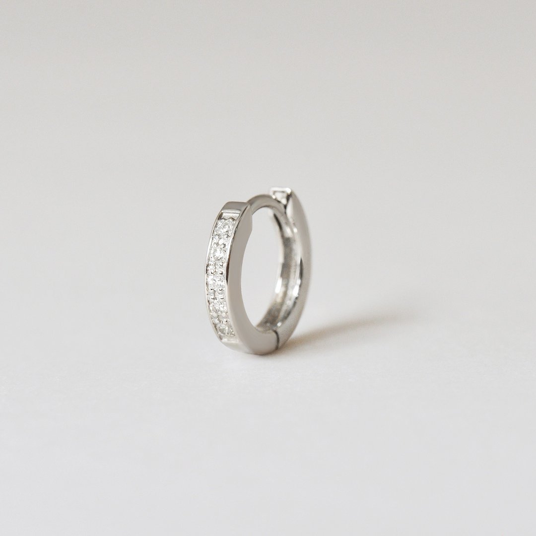 【Solo Earring】 钻石 0.02克拉 迷你易扣圈形单边耳环 (铂金) - 耳环/耳夹 - 贵金属 