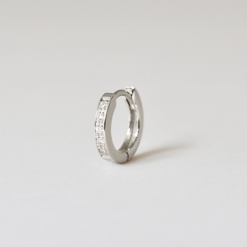 【Solo Earring】 钻石 0.02克拉 迷你易扣圈形单边耳环 (铂金) - 耳环/耳夹 - 贵金属 