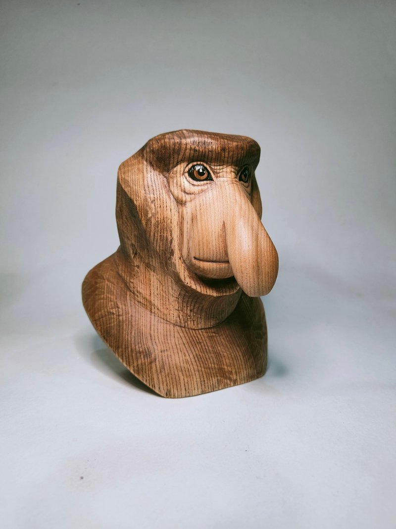 雕塑长鼻猴 - 玩偶/公仔 - 木头 白色