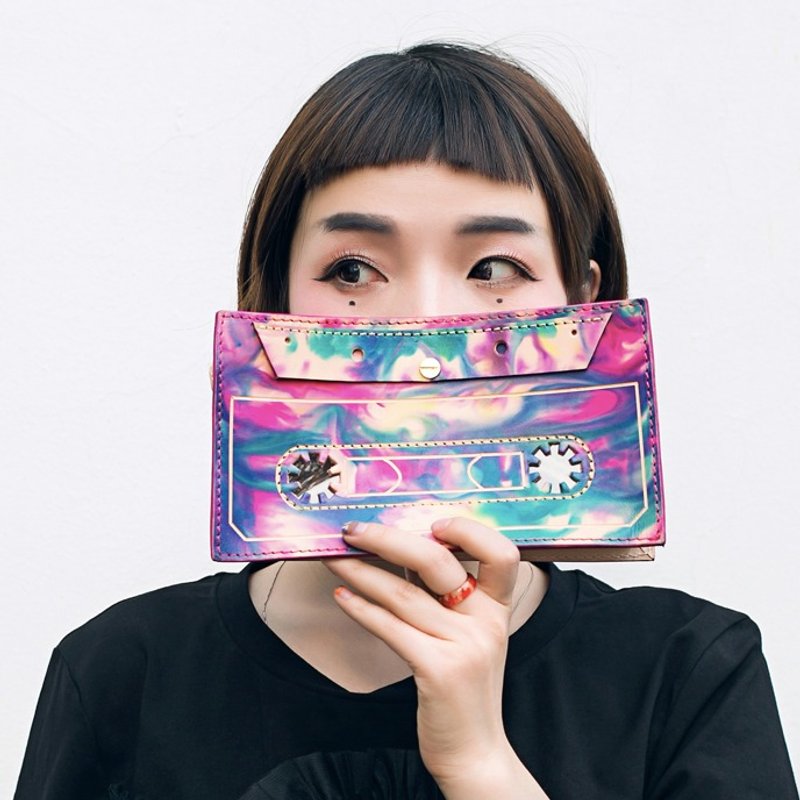 【小号】寻找周杰伦 别致磁带造型 原创设计师真皮手工染色头层牛皮 斜挎手拿包两用 夏日冰淇淋 | 古良原创设计创意皮具 - 手拿包 - 真皮 多色