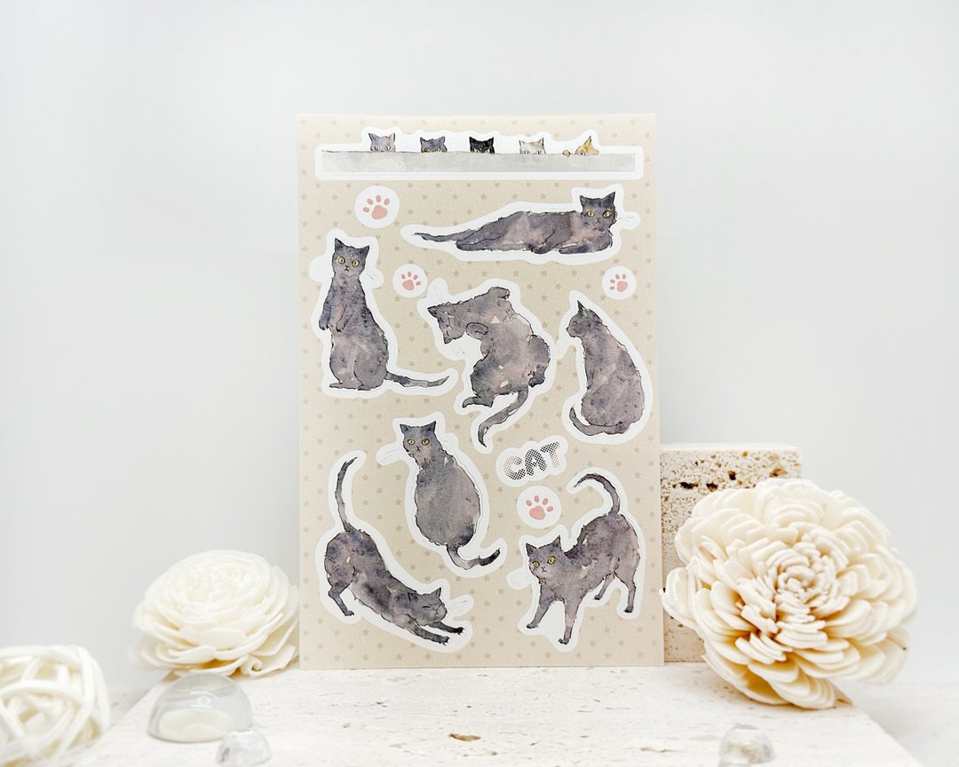 一只猫 - 贴纸 - 纸 