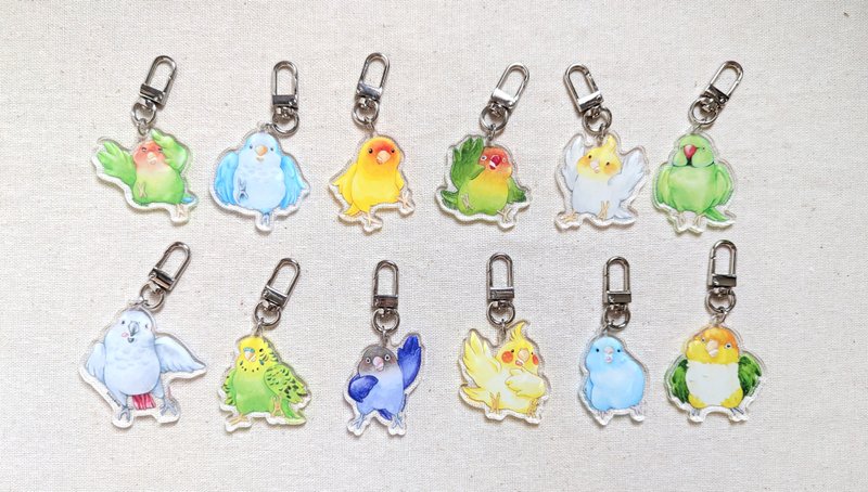 跳舞鹦鹉压克力吊饰 - 吊饰 - 压克力 多色