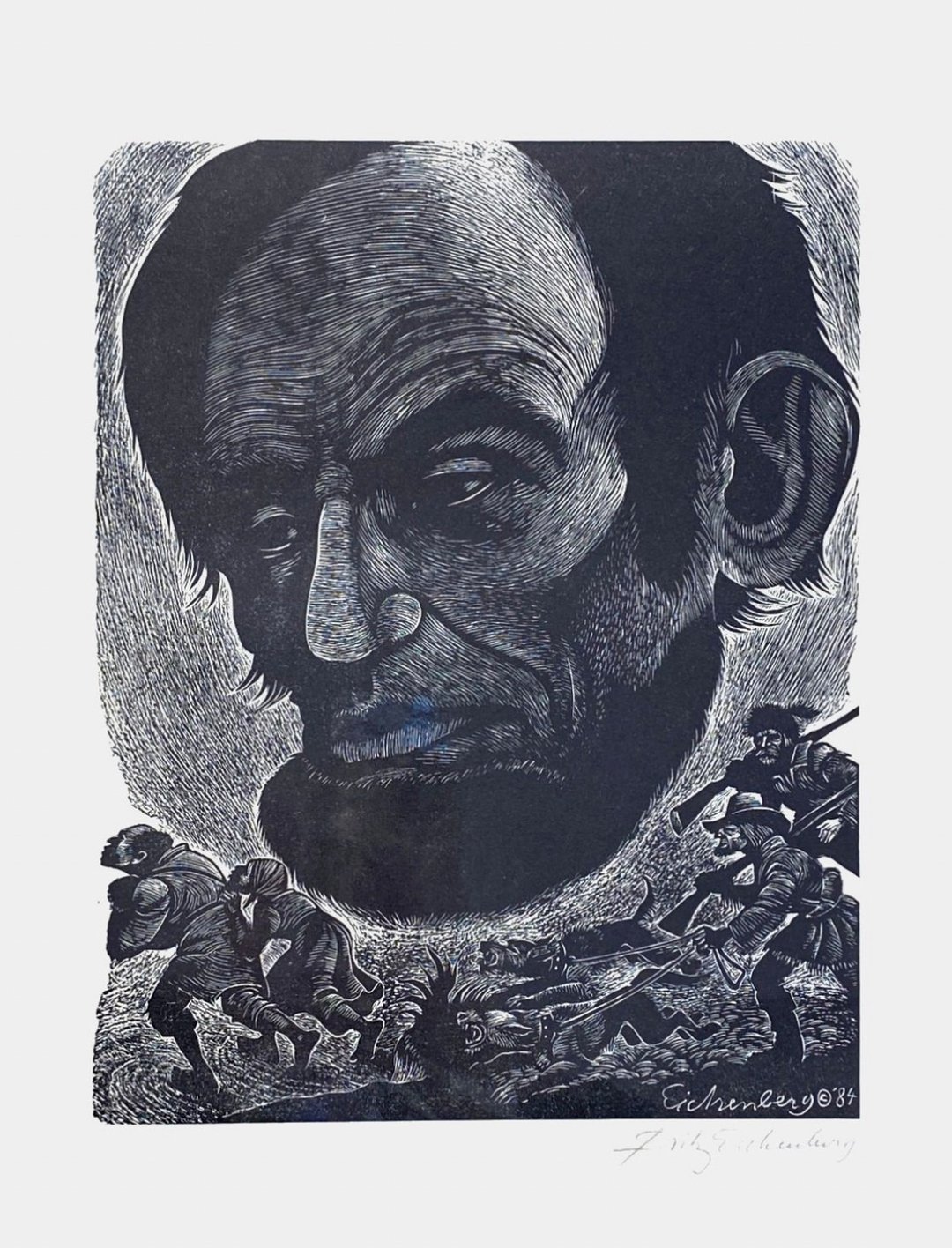 艺术家Fritz Eichenberg - 十一名人致敬版画系列 - 林肯 - 海报/装饰画/版画 - 纸 白色