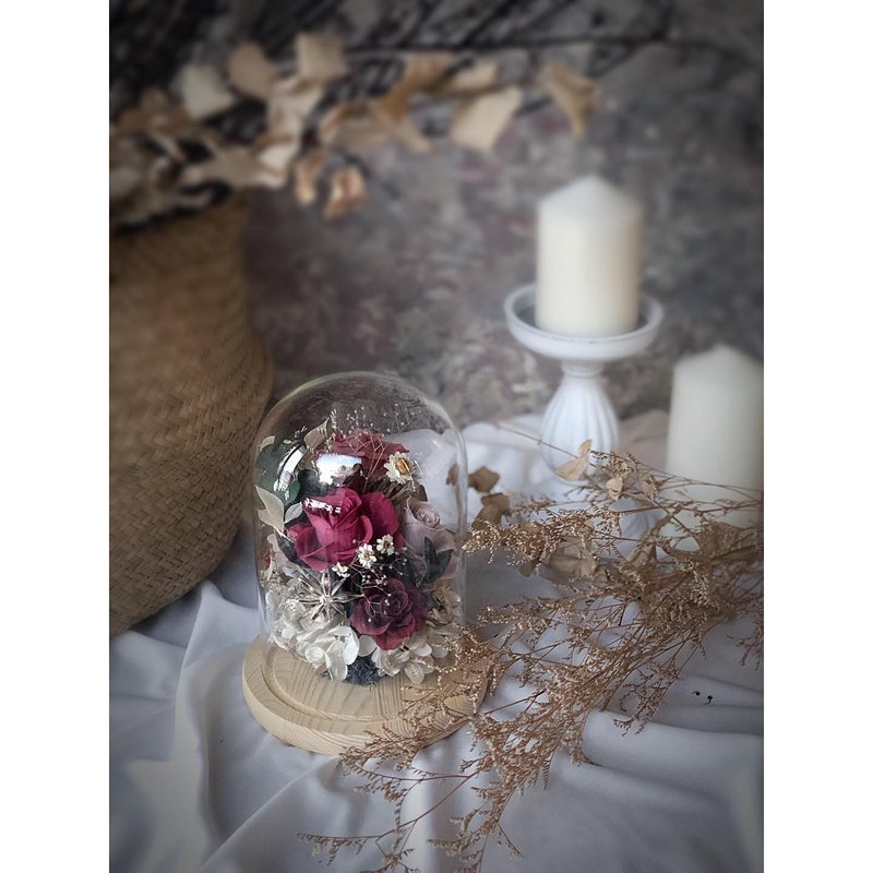 永生花玻璃盅/永生花/居家布置/办公室疗愈小物/送礼小物 - 干燥花/捧花 - 其他材质 