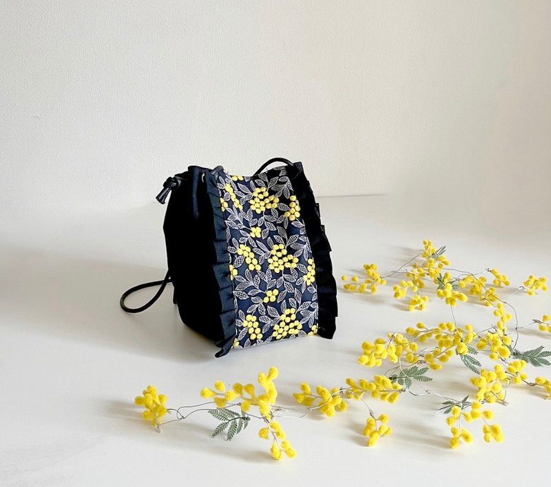 Build-to-order manufacturing　2way canvas mini bag 　　black - 侧背包/斜挎包 - 棉．麻 黑色