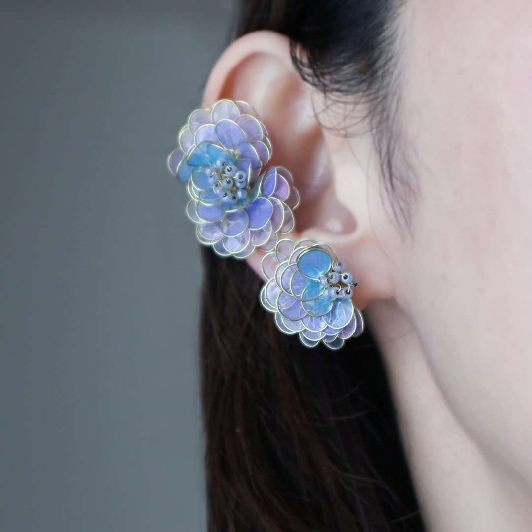 Cloud visit ear cuffs and earrings - 耳环/耳夹 - 其他材质 紫色