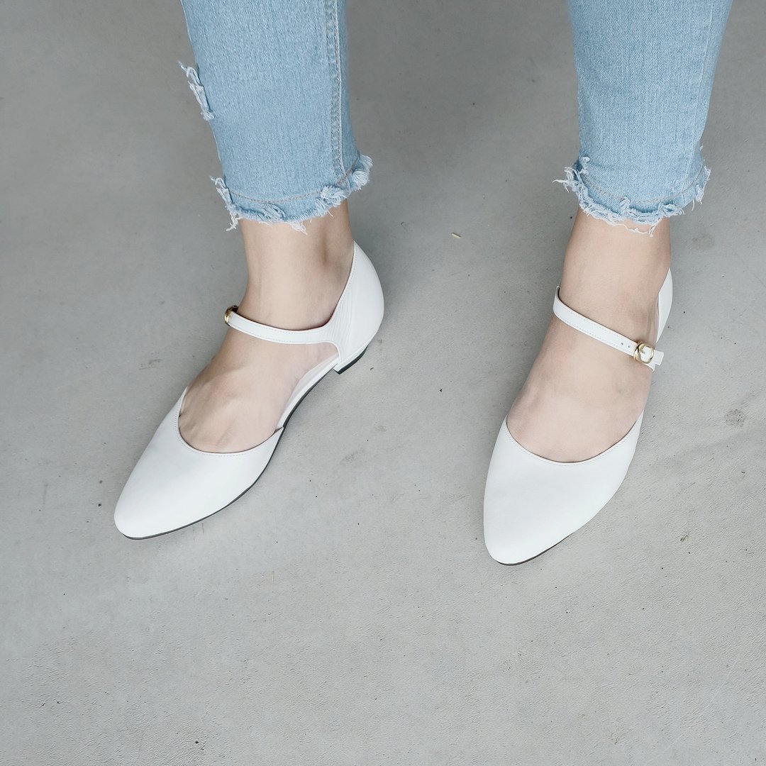 Idun Snow White (纯白) Heels | WL - 芭蕾鞋/娃娃鞋 - 真皮 白色