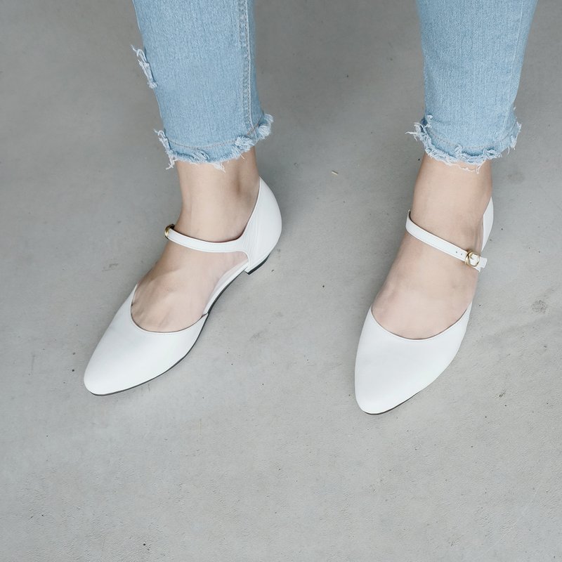 Idun Snow White (纯白) Heels | WL - 芭蕾鞋/娃娃鞋 - 真皮 白色