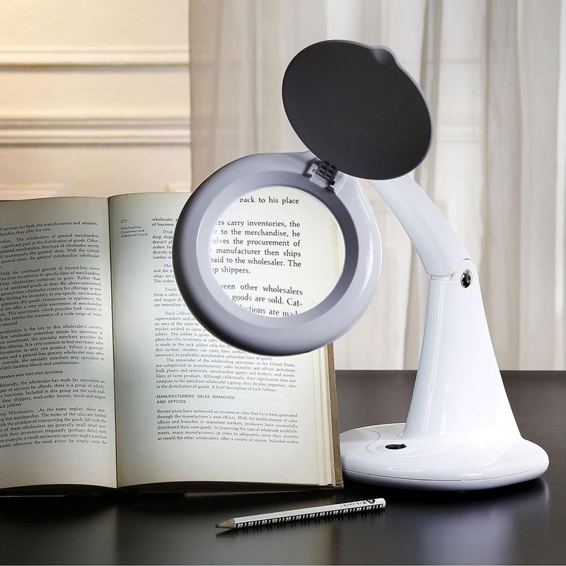 2.3x/5D/100mm 书桌型护眼LED台灯放大镜【E062-2】 - 灯具/灯饰 - 玻璃 白色