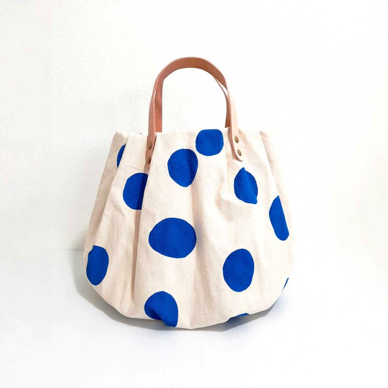 Handmade Bag Pumpkin Shape (Blue) - 手提包/手提袋 - 棉 蓝色
