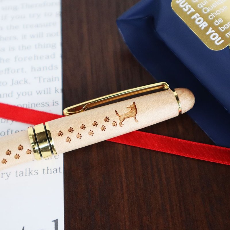 35 种狗品种可供选择，爪印原子笔，枫木，旋转式，免费刻名字，圣诞节，工作礼物，免费礼品包装，免费送货 - 圆珠笔/中性笔 - 木头 咖啡色