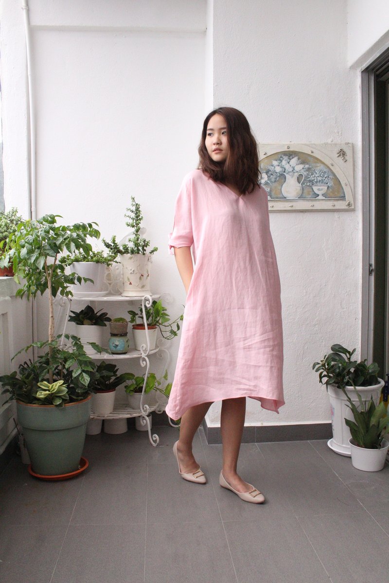 定制麻连衣裙/麻服装/长连衣裙/休闲连衣裙E15D - 洋装/连衣裙 - 棉．麻 