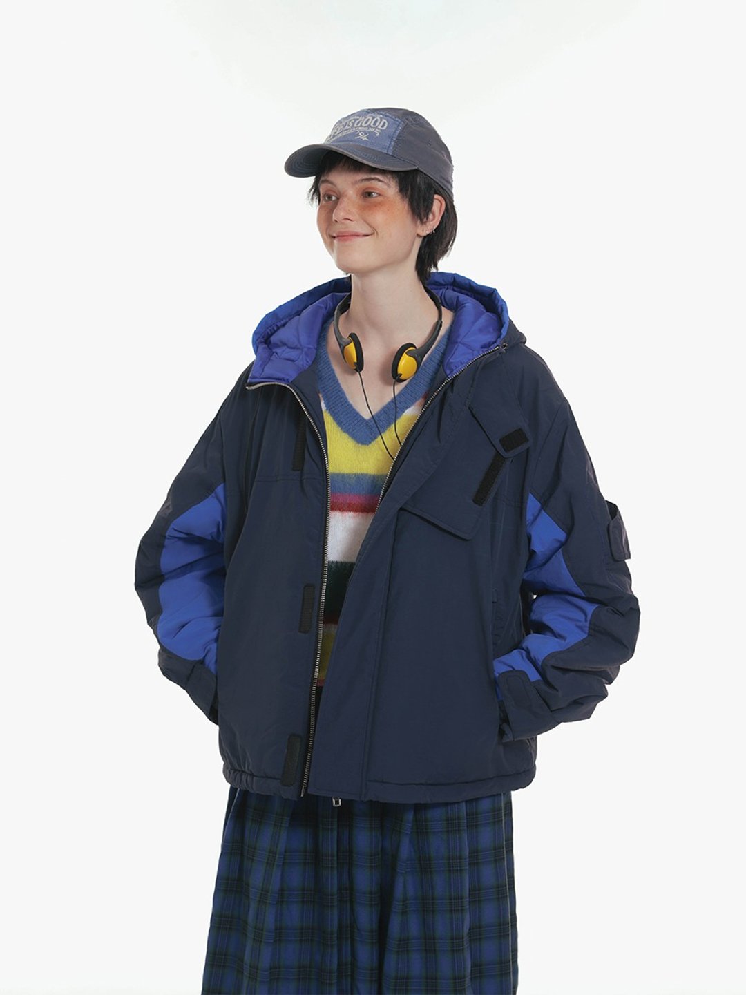 Unvesno (UN) 拼接多口袋机能防水保暖冲锋衣棉服外套  CT-2162 - 男装外套 - 其他材质 蓝色