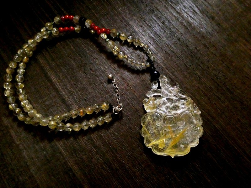 晶晶工坊*Love2hm 【九尾狐-如意】-金发晶九尾狐项链 - 项链 - 宝石 金色