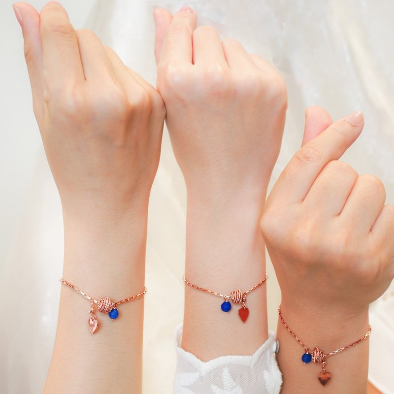 2入组闺蜜手链*玫瑰蓝玛瑙拥抱爱*姊妹礼*定制化刻印*伴娘手链 - 手链/手环 - 宝石 蓝色