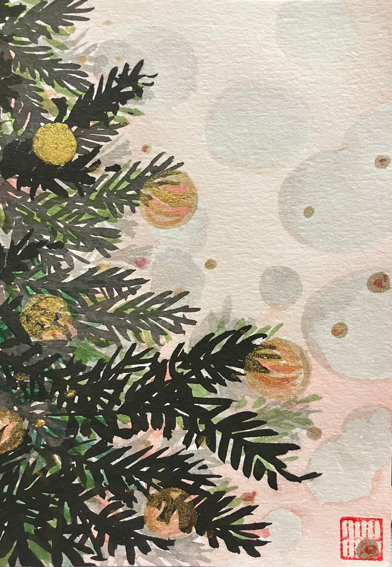 圣诞树-点点光和雪/圣诞礼物 - 卡片/明信片 - 纸 金色