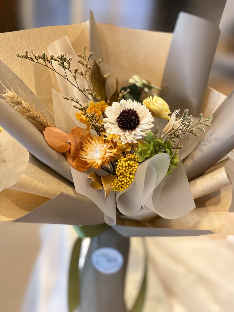 向日葵花束 毕业花束 生日 情人节花束 花礼 - 干燥花/捧花 - 植物．花 卡其色