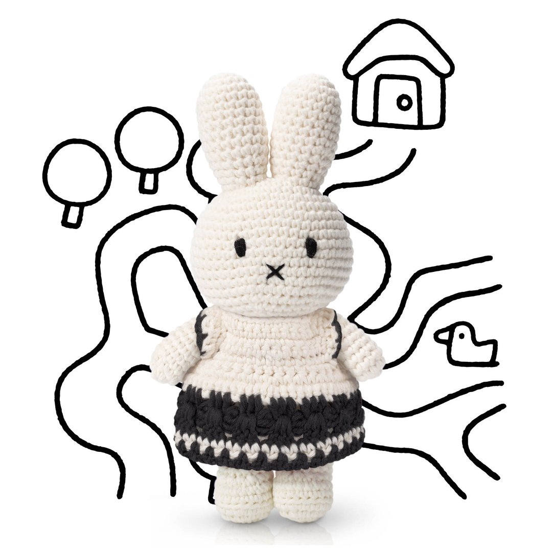 Just Dutch 台湾代理 | Miffy 手工编织 黑 / 白 洋装 派对洋装 - 玩偶/公仔 - 棉 白色