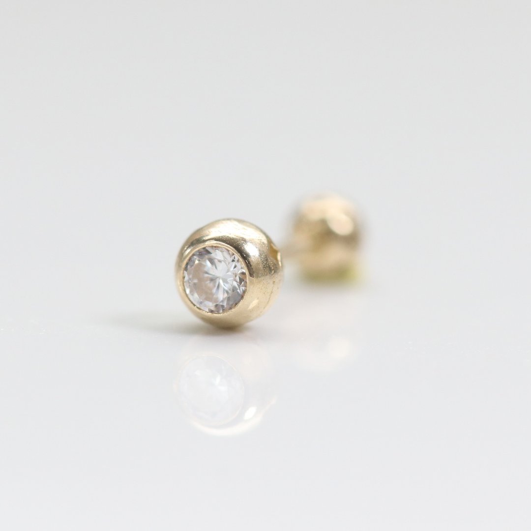 14K 金包镶钻转珠耳环(单个) - 耳环/耳夹 - 贵金属 金色