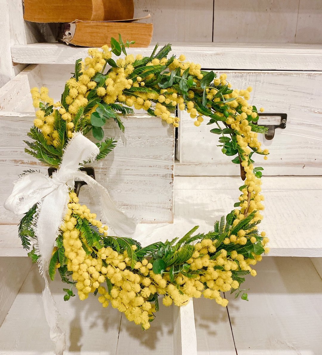 【季节限定】金合欢花圈|花圈|附礼物盒包装 - 干燥花/捧花 - 植物．花 黄色