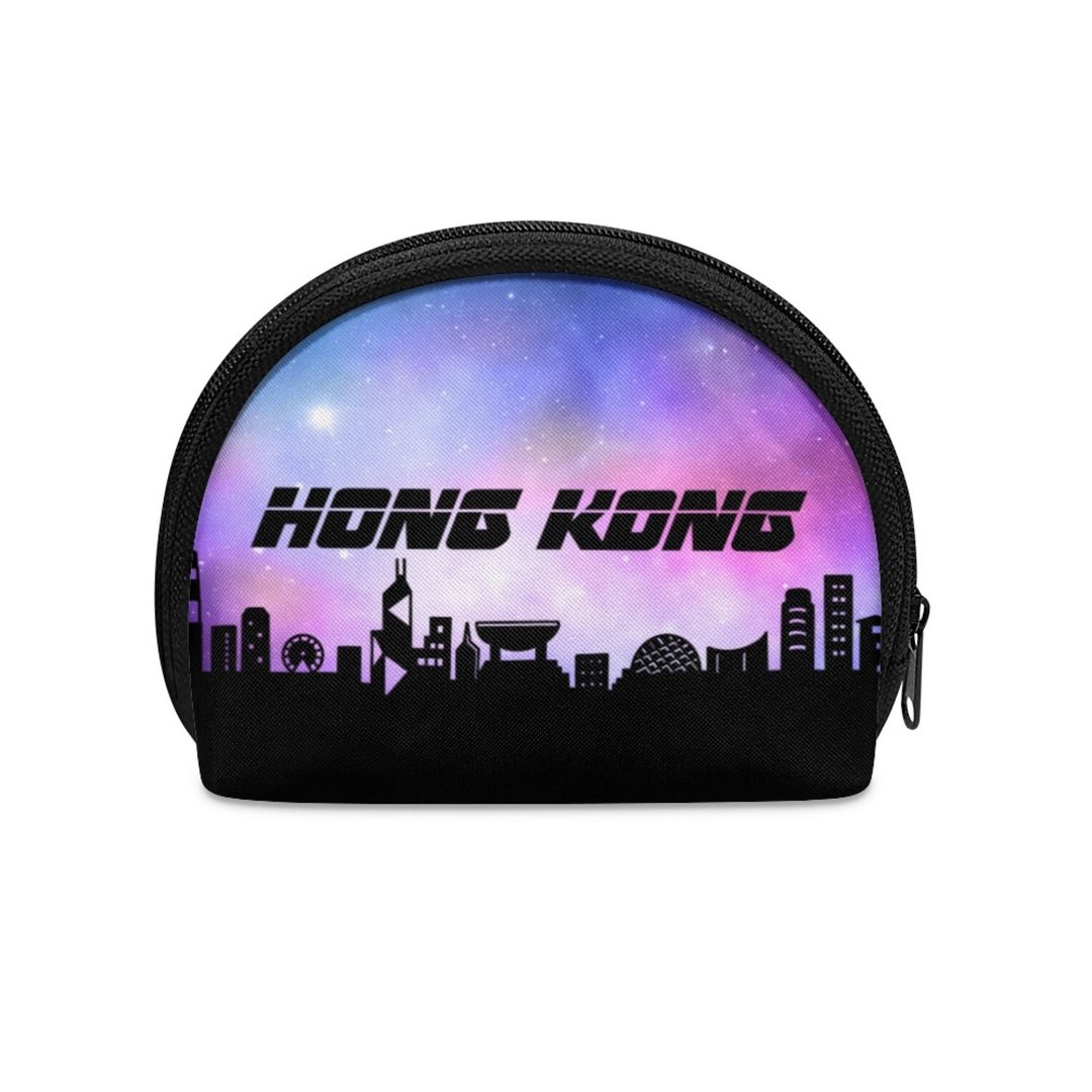 【香港天际线(星空) 】贝壳型散纸包 - 零钱包 - 尼龙 黑色