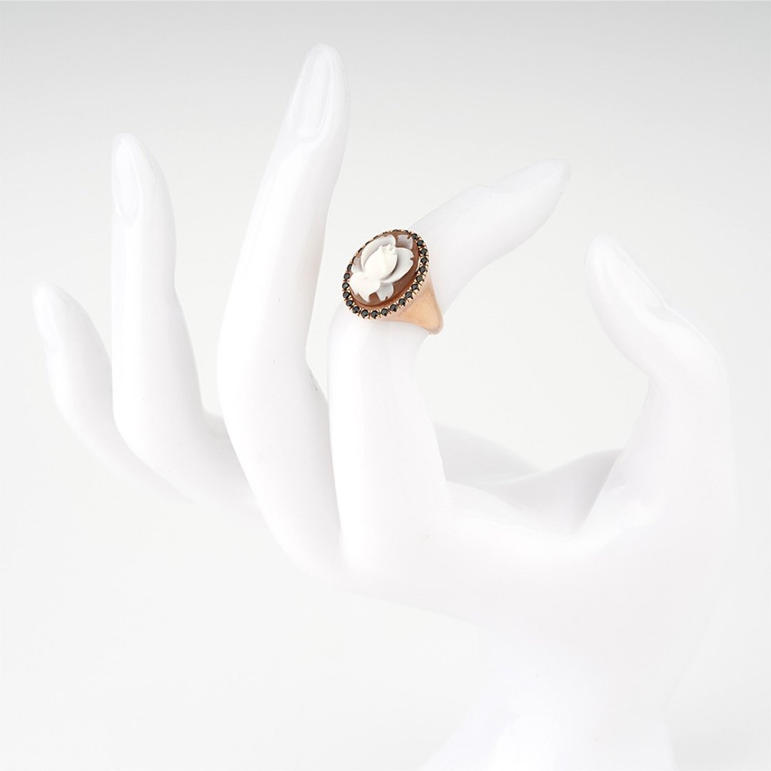 Cameo Italiano 意大利手工贝雕轻珠宝_CI_A130_1R - 戒指 - 纯银 金色