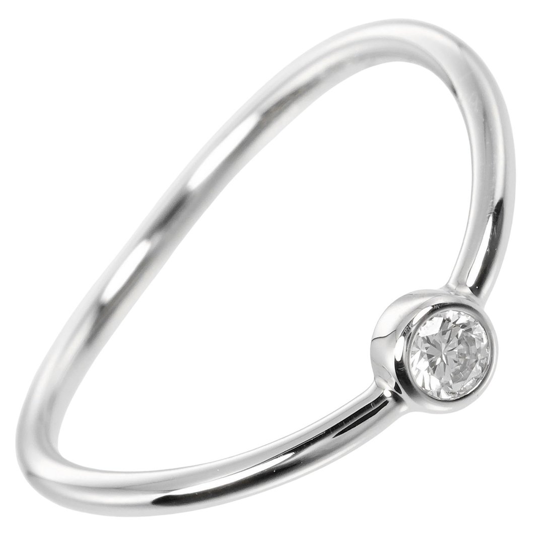 【日本直送】蒂芙尼 TIFFANY&Co. Wave Single Row 6号 戒指 Pt950铂金 钻石 约1.4g【二手】A级 - 戒指 - 贵金属 银色