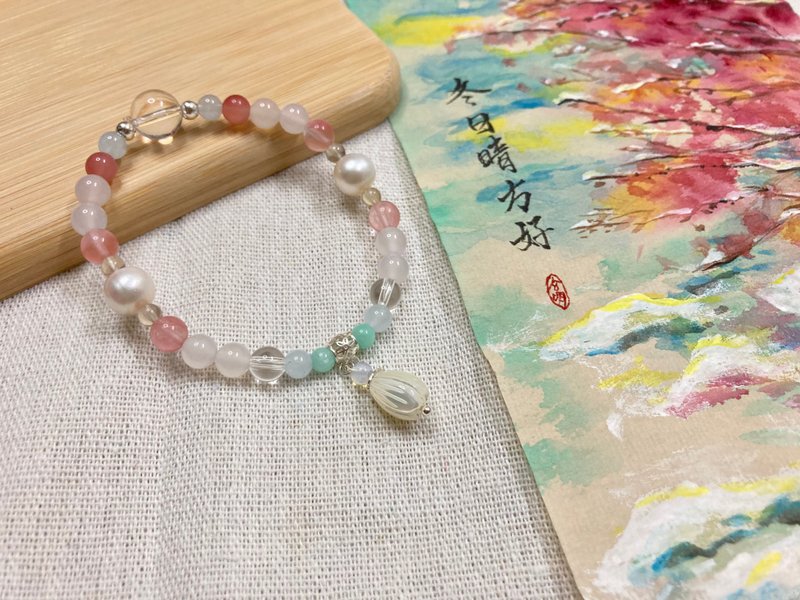 玄明手作/天然石手珠-冬日晴方好 - 手链/手环 - 水晶 透明