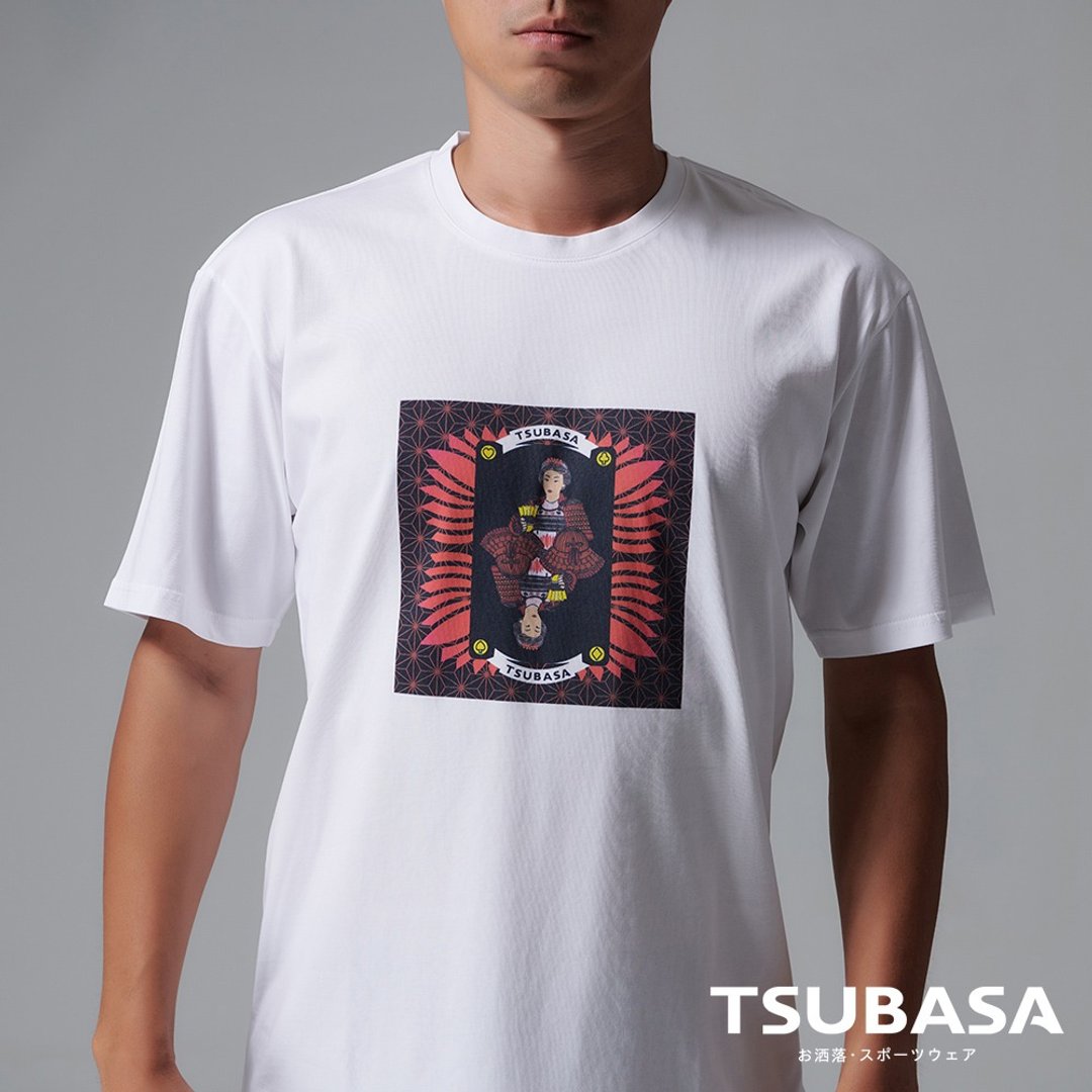 YAMATO联名款 圆领白T-shirt  女将士与羽球图案 情侣装 短袖 - 男装上衣/T 恤 - 棉 白色