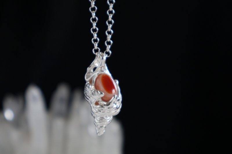 海洋生物原创手工克苏鲁眼睛海螺纯银手作万圣节吊坠 - 项链 - 纯银 银色