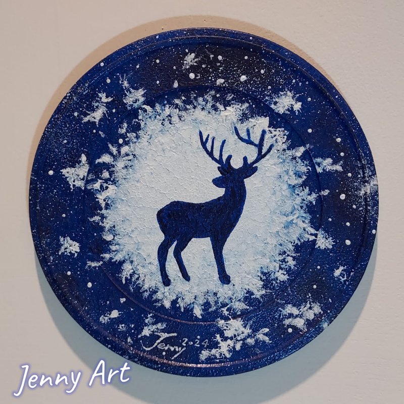 【鹿】系列 13cm 画作 挂画 艺术品 居家摆设 居家生活 - 摆饰 - 其他材质 蓝色
