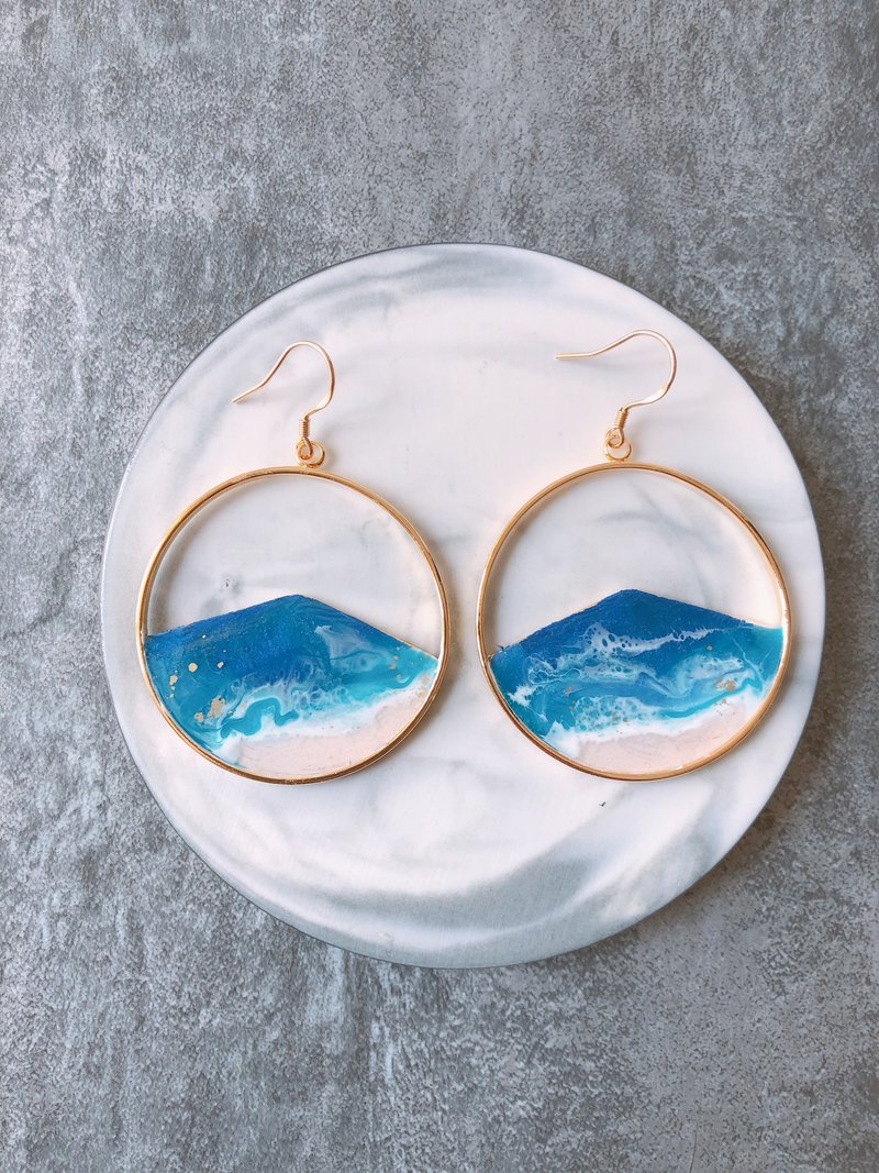 峇里岛的海滩 大圈 - 耳环/耳夹 - 其他材质 蓝色