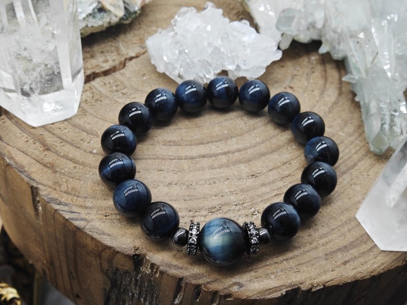 天然蓝虎眼手串|一丝眼光感|勇气愿望石|Tiger's blue - 手链/手环 - 水晶 