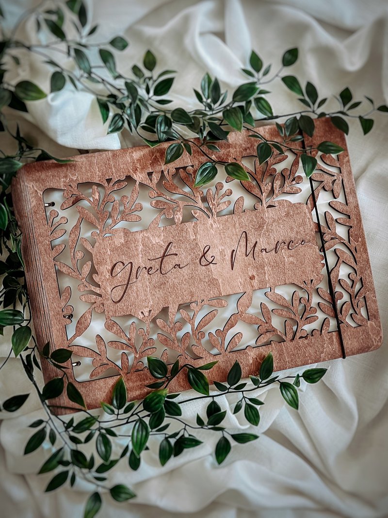 婚礼剪贴板相册 个性化婚礼相册 每日留言簿 - 笔记本/手帐 - 木头 咖啡色