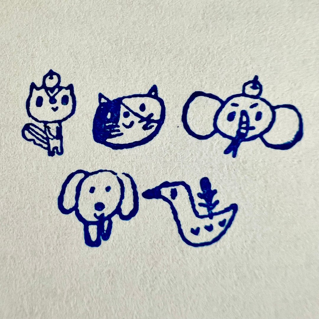 迷你迷你印章：松鼠、猫、大象、狗、鸟 - 印章/印台 - 橡胶 卡其色
