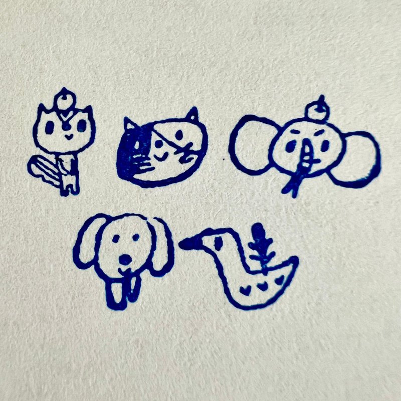 迷你迷你印章松鼠、猫、大象、狗、鸟 - 印章/印台 - 橡胶 卡其色