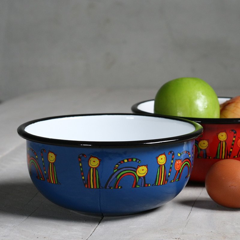 Smaltum布拉格 珐琅汤碗_曲线喵咪_蓝绿(FDN000473) - 碗 - 珐琅 蓝色