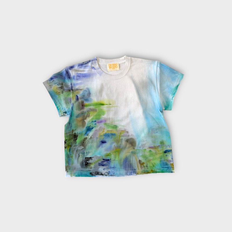 纯棉手绘短版上衣 - 女装 T 恤 - 棉．麻 多色