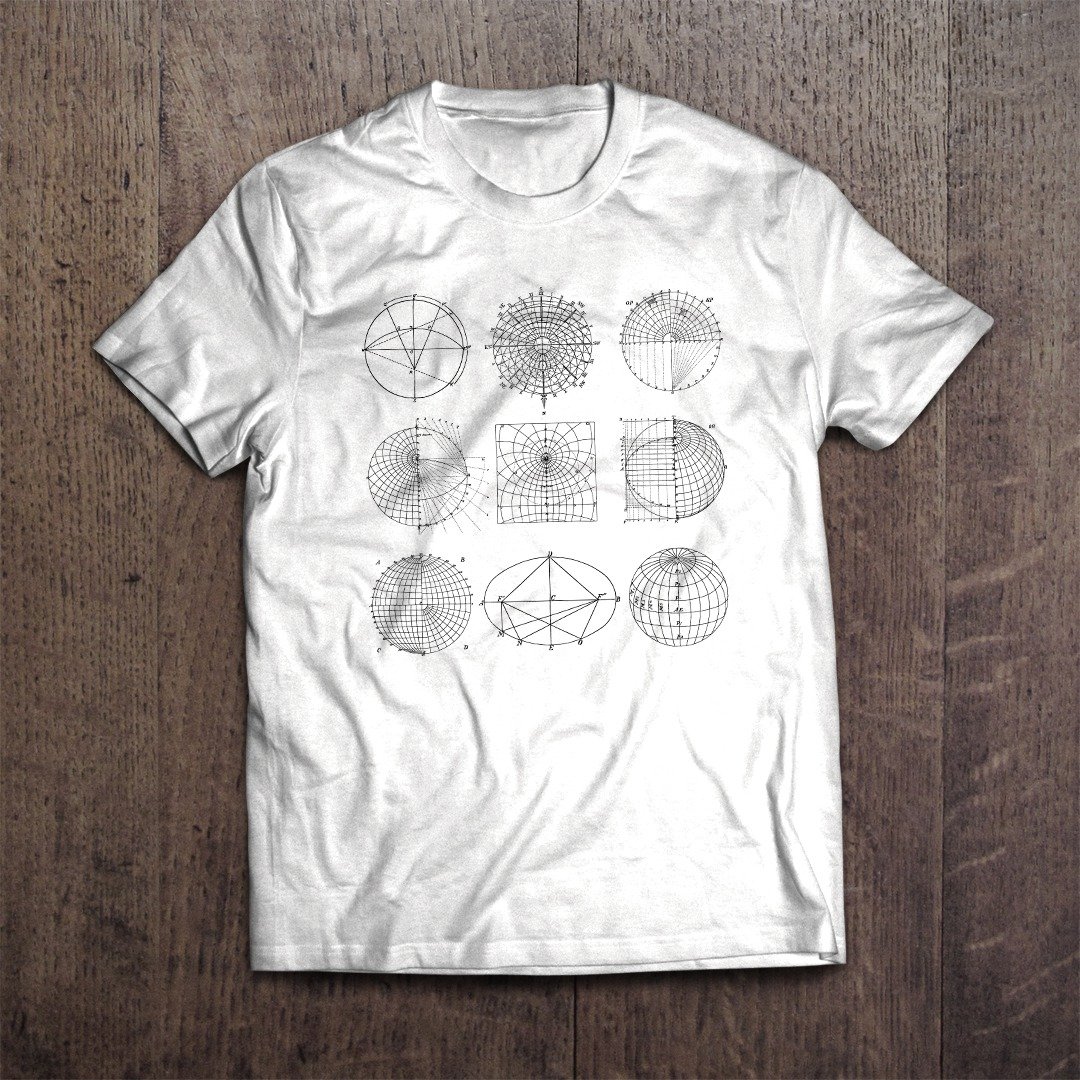 Geometry Art T-shirt Mathematical Geography - 女装 T 恤 - 棉．麻 白色