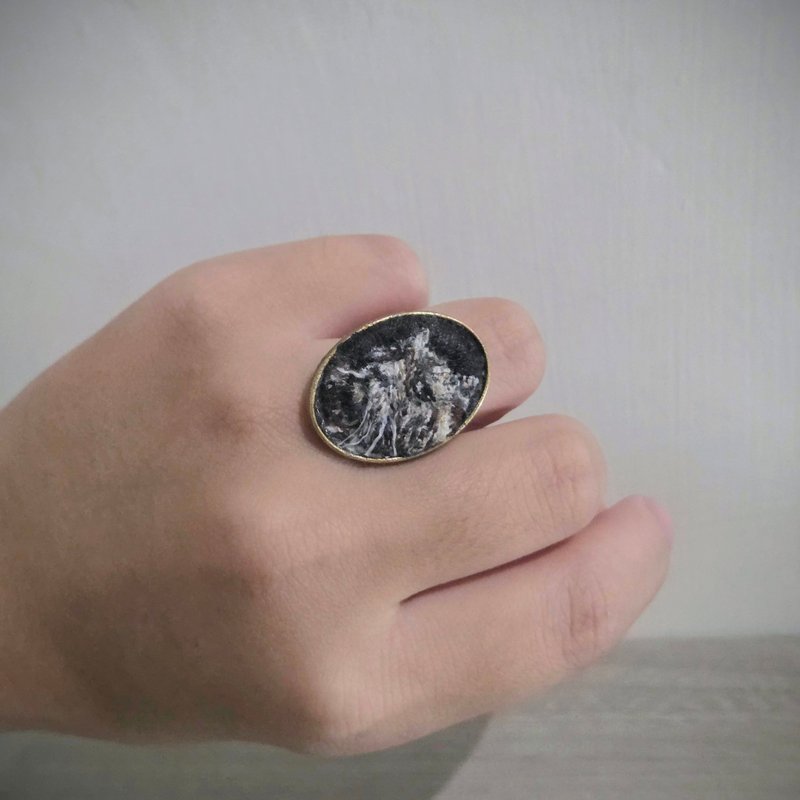 【小作品】定制手工刺绣戒指 - 戒指 - 绣线 多色