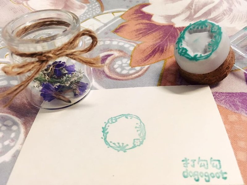 干燥花圈橡皮章 玻璃瓶组 - 印章/印台 - 玻璃 多色