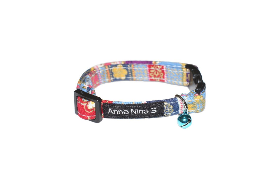 【AnnaNina】宠物猫项圈 日本蓝色家徽 素项圈XS~M - 项圈/牵绳 - 棉．麻 