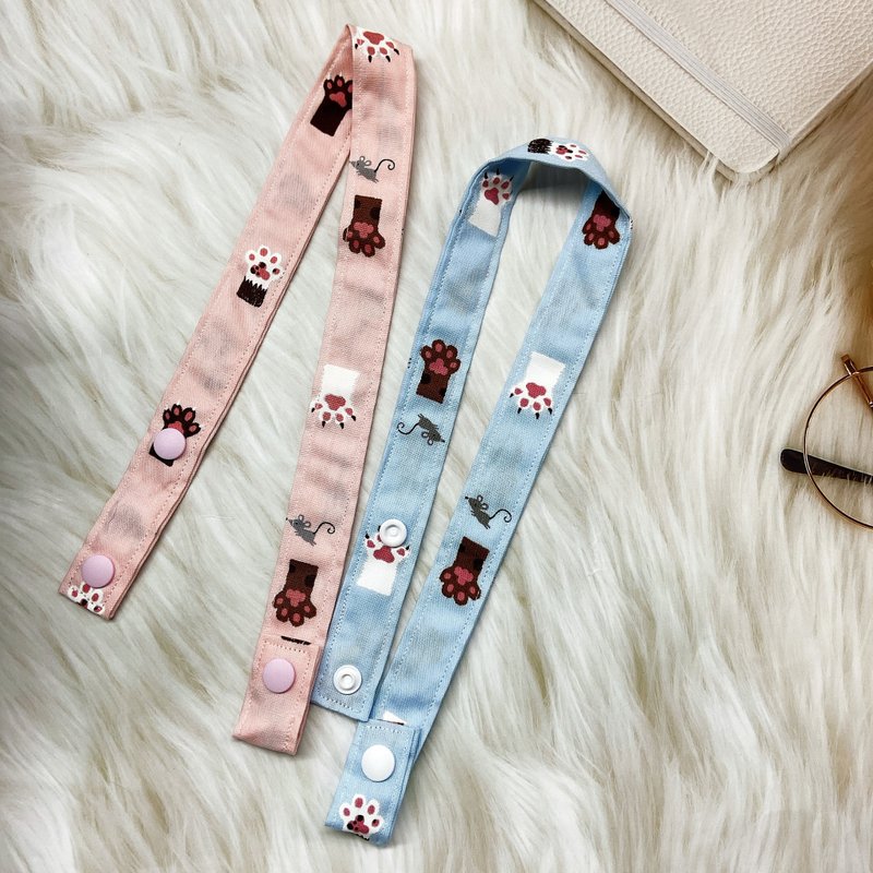 PJ手作【猫の小肉球】 防疫儿童口罩挂绳 - 口罩 - 棉．麻 粉红色