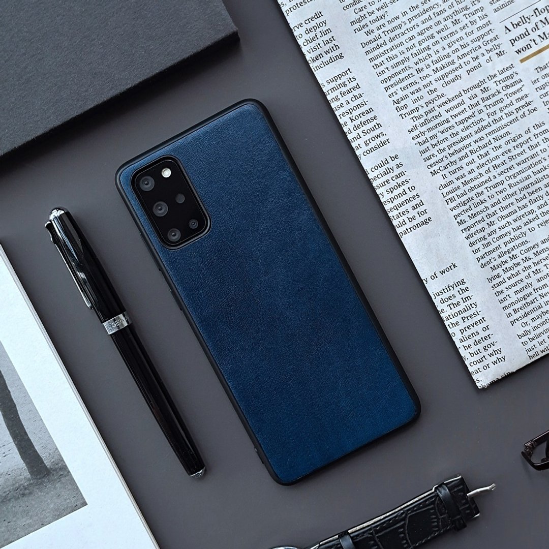 山海蓝三星S22U真皮手机壳s21+全包防摔note20素面后盖定制化 - 手机壳/手机套 - 真皮 蓝色