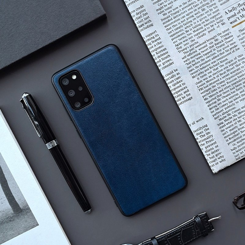 山海蓝三星S22U真皮手机壳s21+全包防摔note20素面后盖定制化 - 手机壳/手机套 - 真皮 蓝色