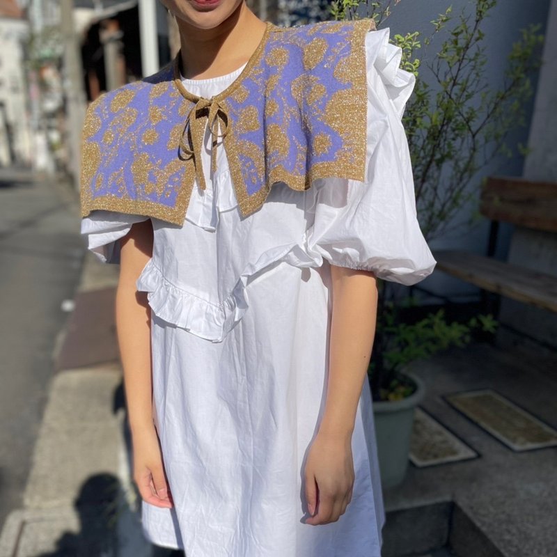 古典花卉图案提花针织假领 - 围巾/披肩 - 其他材质 橘色