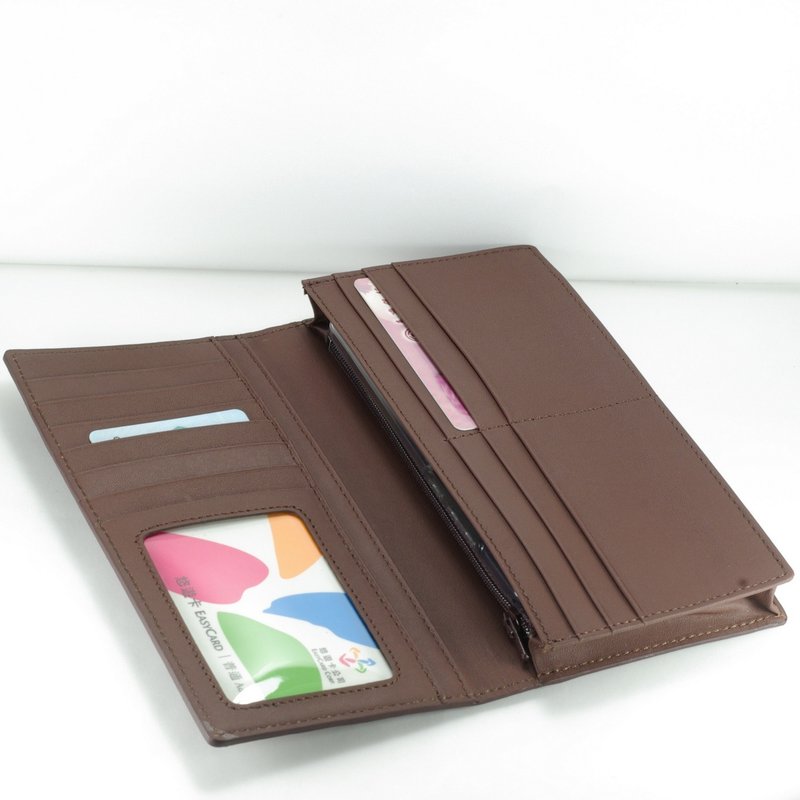 植鞣男长夹真皮皮夹 12卡相片零钱袋  褐色 付费定制刻字 - 皮夹/钱包 - 真皮 咖啡色