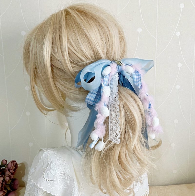 手工编织纱线仙女夹/ 香蕉夹 弹簧夹 发圈 鲨鱼夹 马尾夹 发夹 - 发饰 - 其他材质 蓝色